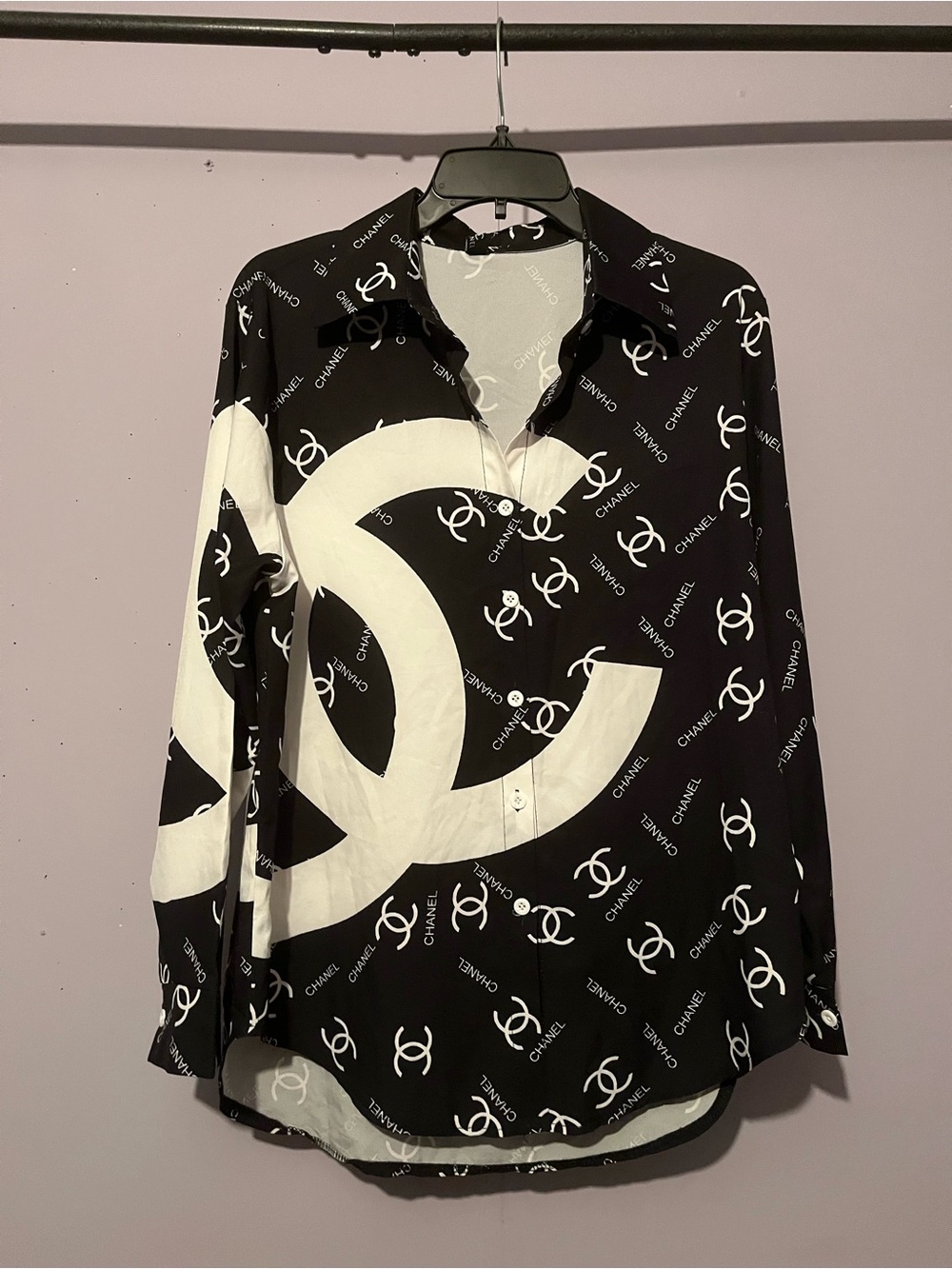 CHANEL Logo Button-Down Shirt-UNISEX